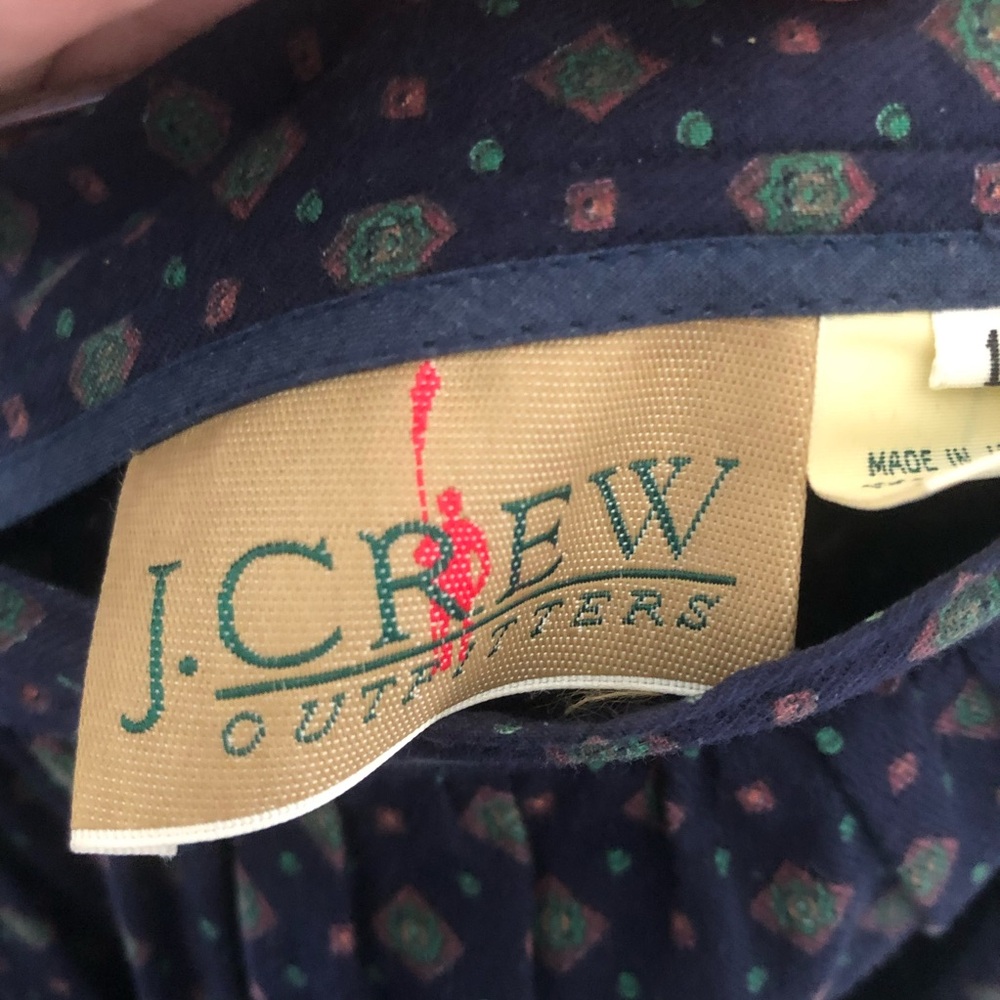 Vintage J Crew Navy Diamond Patterned Midi Skirt Size 10 - Picture 5 of 9